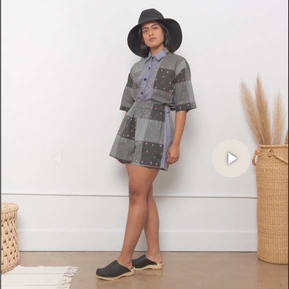 NO. 6 Store patchwork gingham set Leigh shirt & Vincent shorts